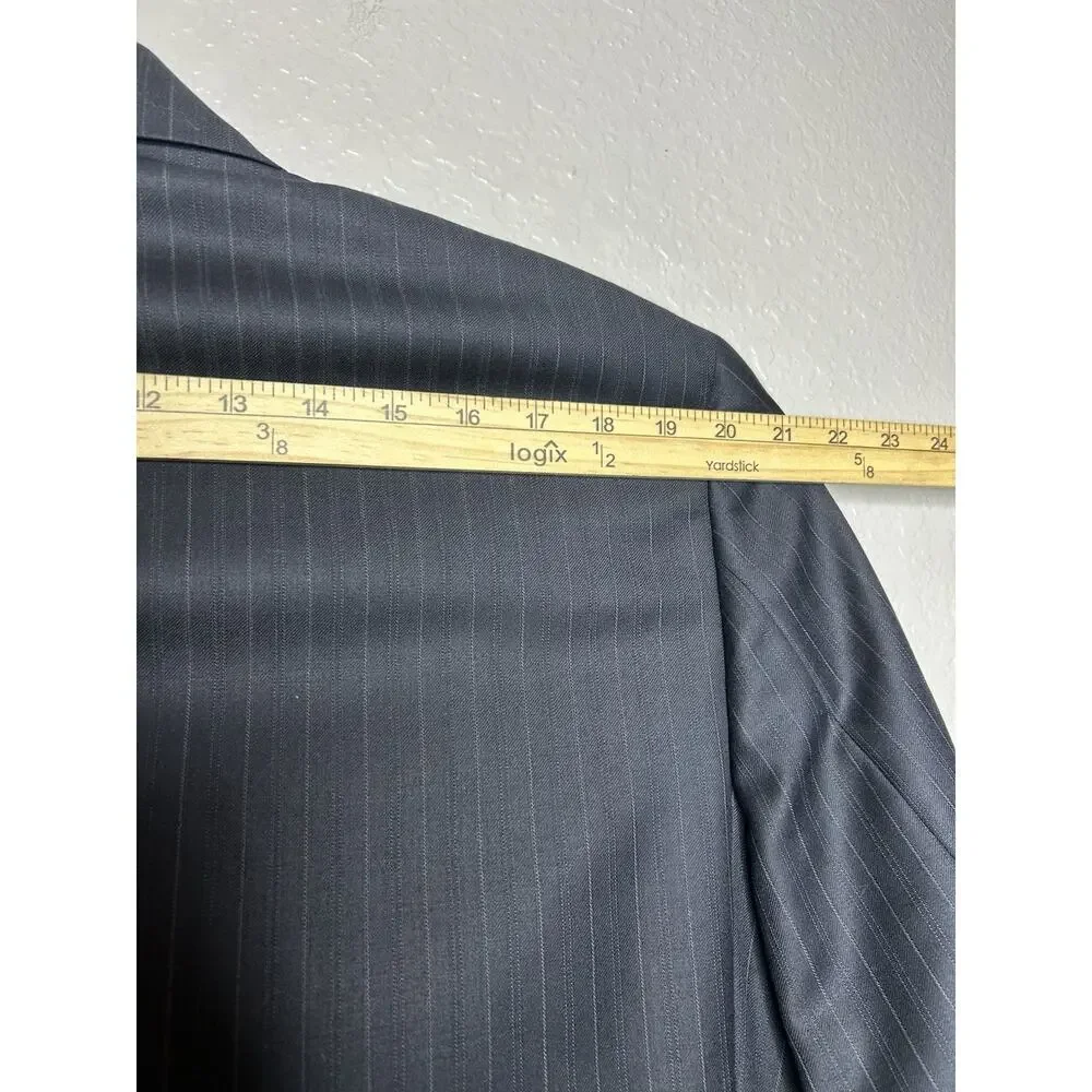 Jos A Bank Blazer Mens 44L Navy‎ Pin Striped Wool Suit Jacket Sport Coat